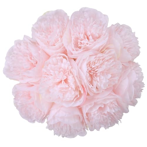 UArtlines 20 Heads Artificial Peony Silk Flower Leaf Home Office Wedding Party Festival Bar Decor Light Pink