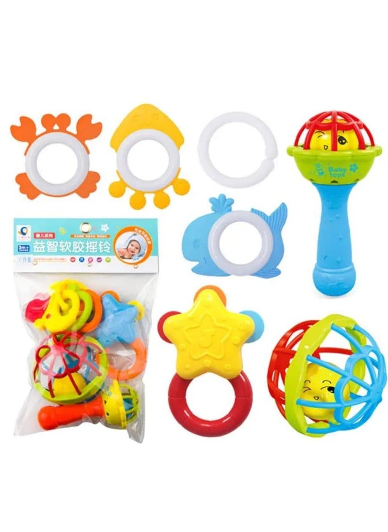Generic 7 In 1 Rubber Baby Rattle  - Image 1