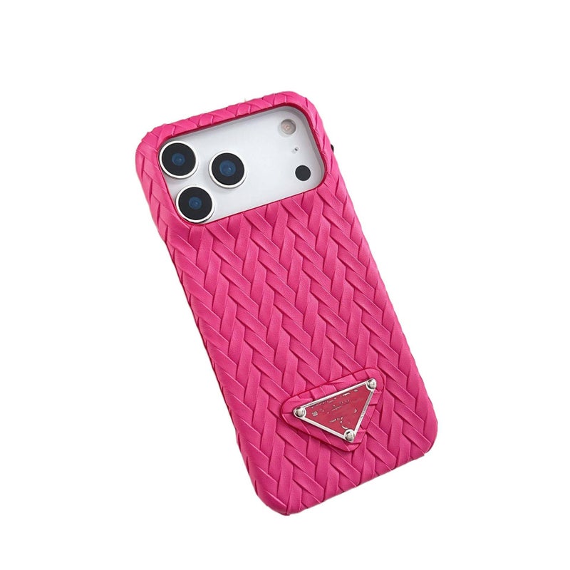 Protective Case | Red | Leather Texture | Hand-Woven | Drop Protection | Shockproof Cover for iPhone 16 / 16 Plus / 16 Pro / 16 Pro Max - Image 1