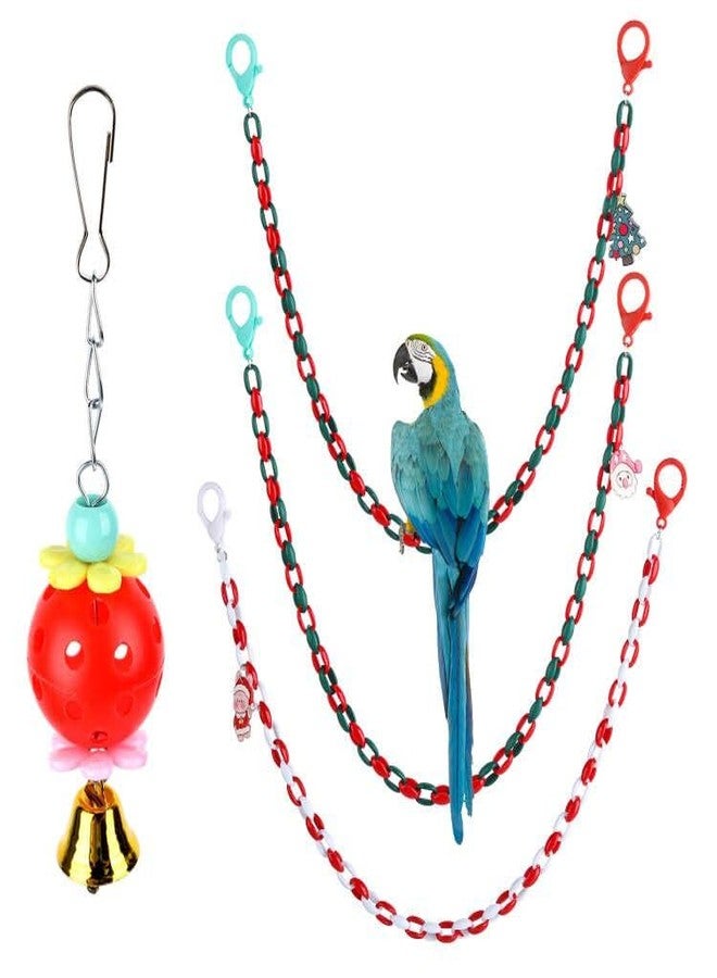 FiveBull Christmas Parakeet Cockatiel Bird Toys,Plastic Chain Links Bird Cage Accessories Mix Color Hammock Swing Toy for Budgerigar, Conures, Love Birds, Finches, Mynah - Image 4