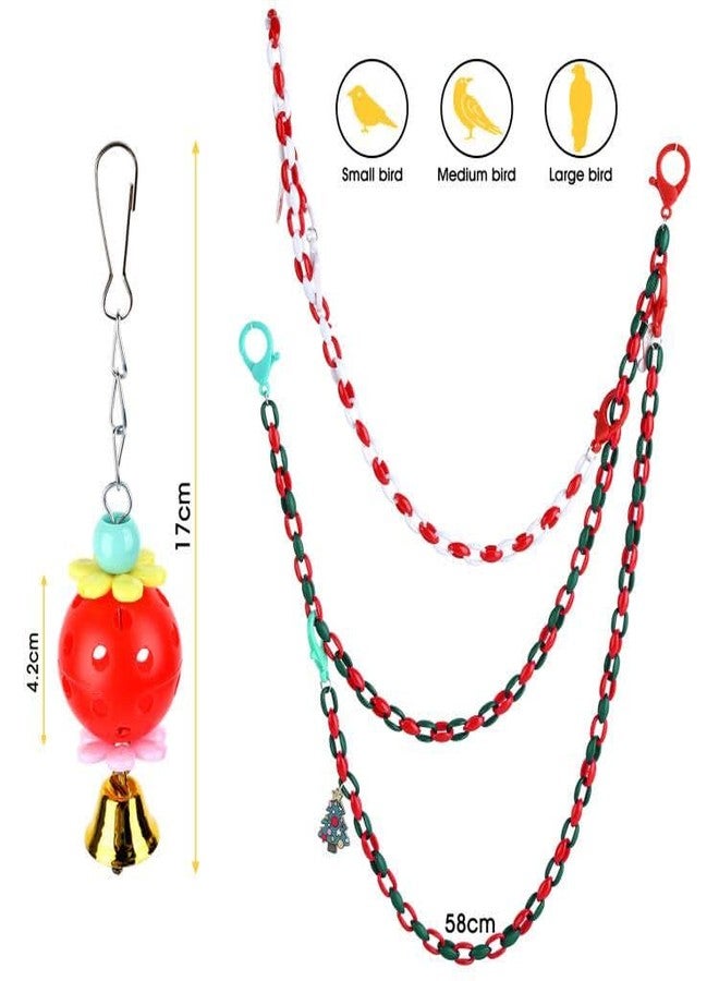 FiveBull Christmas Parakeet Cockatiel Bird Toys,Plastic Chain Links Bird Cage Accessories Mix Color Hammock Swing Toy for Budgerigar, Conures, Love Birds, Finches, Mynah - Image 3