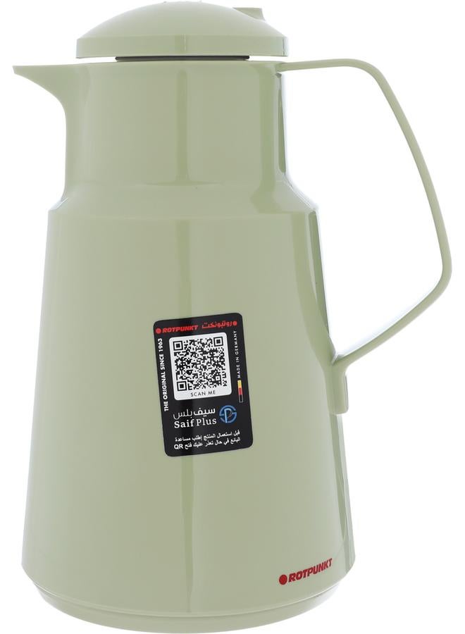 Rotpunkt Glass Thermos 1 Liter Plastic Body Olive Green - Image 1