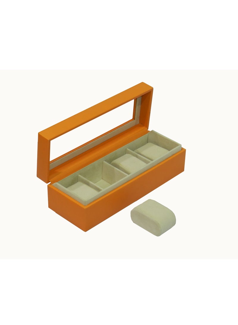 LAVERI LEATHER Laveri Watch Box  for Men Women (04 Slots), Premium PU Leather Watch Display Case Box Organizer with Crystal Glass Top, Removable Pillow - Image 5