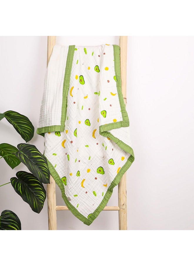 MOM'S HOME Pure Organic Cotton 6 Layer Muslin Blanket For Baby | Ultra-Soft Swaddling Towel For Newborns And Toddlers |100 X100 Cm | 0-3 Years (Avocado)  - Image 3