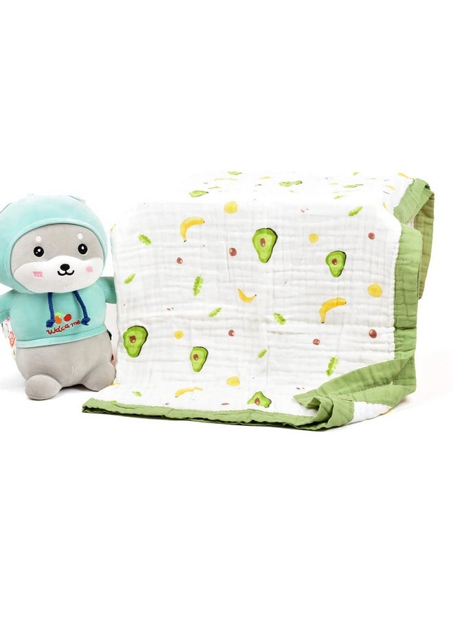 MOM'S HOME Pure Organic Cotton 6 Layer Muslin Blanket For Baby | Ultra-Soft Swaddling Towel For Newborns And Toddlers |100 X100 Cm | 0-3 Years (Avocado)  - Image 1