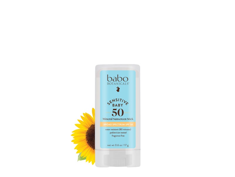 Babo Botanicals Sensitive Baby Mineral Sunscreen Stick SPF 50 - 70% Organic Ingredients - Zinc Oxide - NSF & MADE SAFE and EWG Certified - Water Resistant - Fragrance-Free - Babies & Kids - Image 1