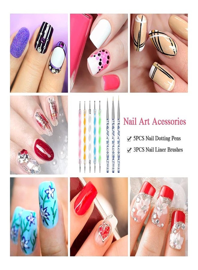 ADOERE مجموعة أدويري المكونة من 5 قطع من أدوات التنقيط مع 3 فرش لطلاء الأظافر، فرش احترافية لفن الأظافر لمجموعة العناية بالأظافر - Image 4