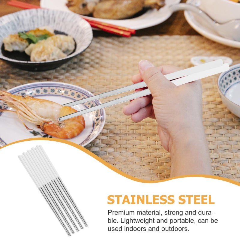 Stainless Steel Chopsticks Set 5 Pairs 23 5Cm Non Slip Heat Resistant for Kitchen Dining Camping - Image 4