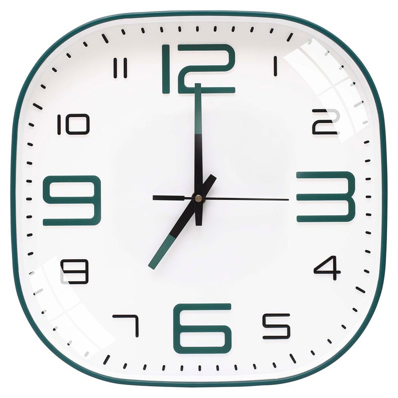 TEKCOOL Plastic Analogue Wall Clock 12" Silent Quartz Decorative Latest Wall Clock Non-Ticking Classic Clock Battery Operated Round Easy to Read for Room/Home/Kitchen/Bedroom/Ofice/School.White green' - Image 1