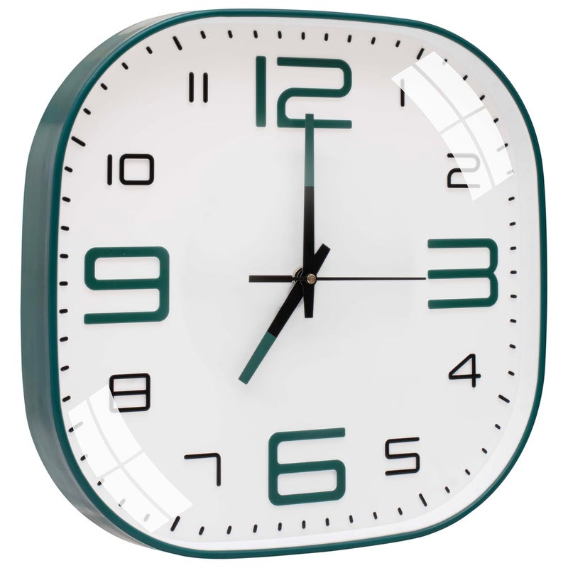 TEKCOOL Plastic Analogue Wall Clock 12" Silent Quartz Decorative Latest Wall Clock Non-Ticking Classic Clock Battery Operated Round Easy to Read for Room/Home/Kitchen/Bedroom/Ofice/School.White green' - Image 2