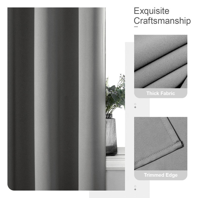 CUCRAF Light Grey Blackout Curtains 95 inch Length 2 Panels Set  Room Darkening Curtains & Drapes for Living Room Bedroom  Thermal Insulated Light Blocking Grommet Window Curtain (W52 x L95 Inch) - Image 3