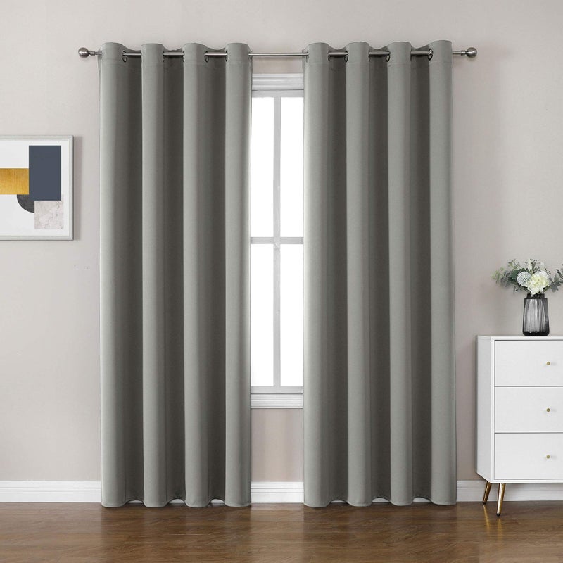 CUCRAF Light Grey Blackout Curtains 95 inch Length 2 Panels Set  Room Darkening Curtains & Drapes for Living Room Bedroom  Thermal Insulated Light Blocking Grommet Window Curtain (W52 x L95 Inch) - Image 1
