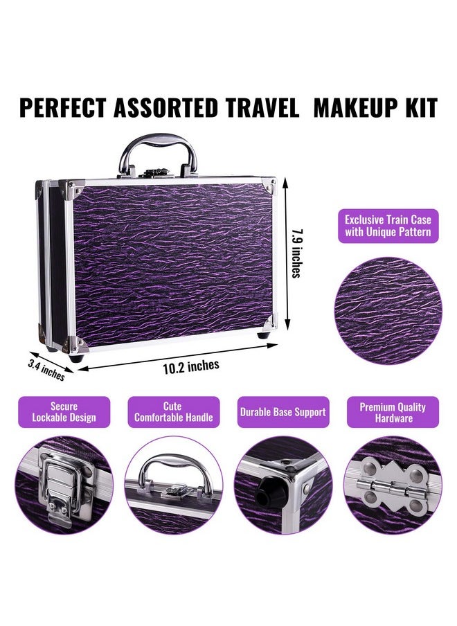 CHARMCODE Makeup Kit for Teen Girls & Women Full Kit, Beauty Train Case with Starter Cosmetic Set, Make Up Valentine's Day Gift Box with Eyeshadow,Lipgloss,Highlighter,Blush,Lip&Eye Pencils,Brush & More(Purple)  - Image 4