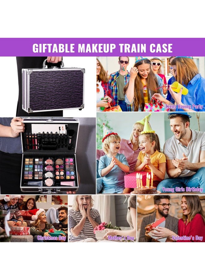 CHARMCODE Makeup Kit for Teen Girls & Women Full Kit, Beauty Train Case with Starter Cosmetic Set, Make Up Valentine's Day Gift Box with Eyeshadow,Lipgloss,Highlighter,Blush,Lip&Eye Pencils,Brush & More(Purple)  - Image 5