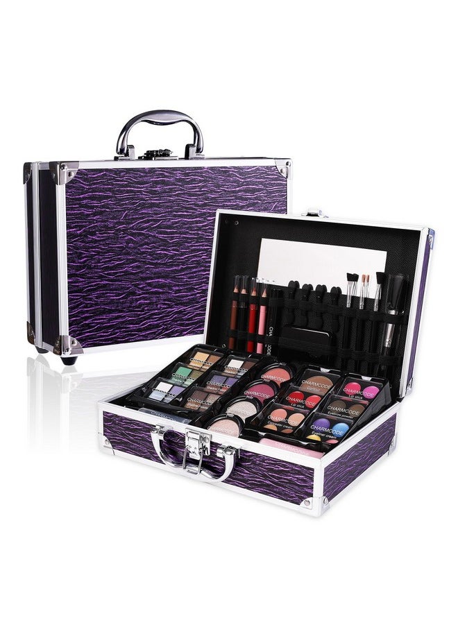 CHARMCODE Makeup Kit for Teen Girls & Women Full Kit, Beauty Train Case with Starter Cosmetic Set, Make Up Valentine's Day Gift Box with Eyeshadow,Lipgloss,Highlighter,Blush,Lip&Eye Pencils,Brush & More(Purple)  - Image 2