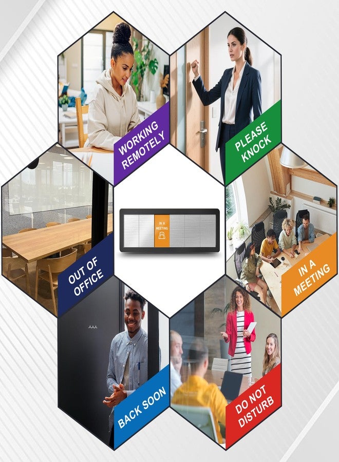 EliteSign Office Signs for Door-6 Options Do Not Disturb, In A Meeting, Out Of Office, Working Remotely, Back Soon, Please Knock, Come In, Privacy Slider Sign - Image 2