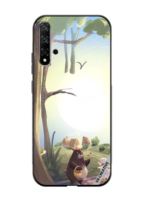 Protective Case Cover For Huawei Nova 5T Bear And Rabbit Design Multicolour
