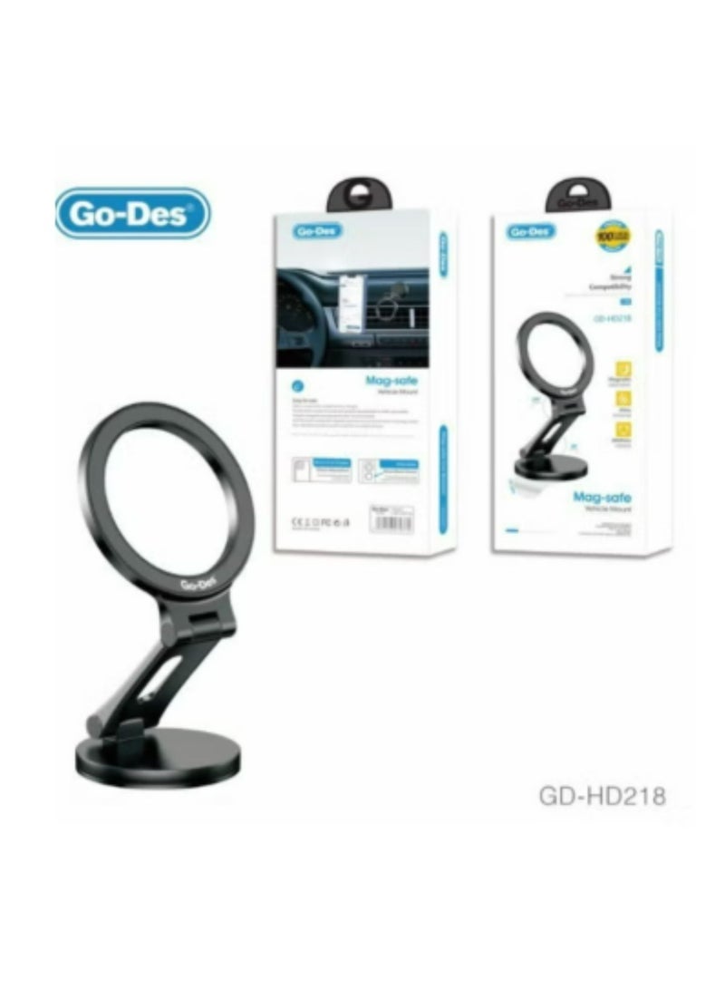 GO-DES GD-HD218 Magnetic Car Phone Holder – Universal Dashboard & Air Vent Mount, 360° Rotation, Strong Magnet Grip, Compact Design, One-Hand Operation, Mobile Stand for All Smartphones – Black - Image 3