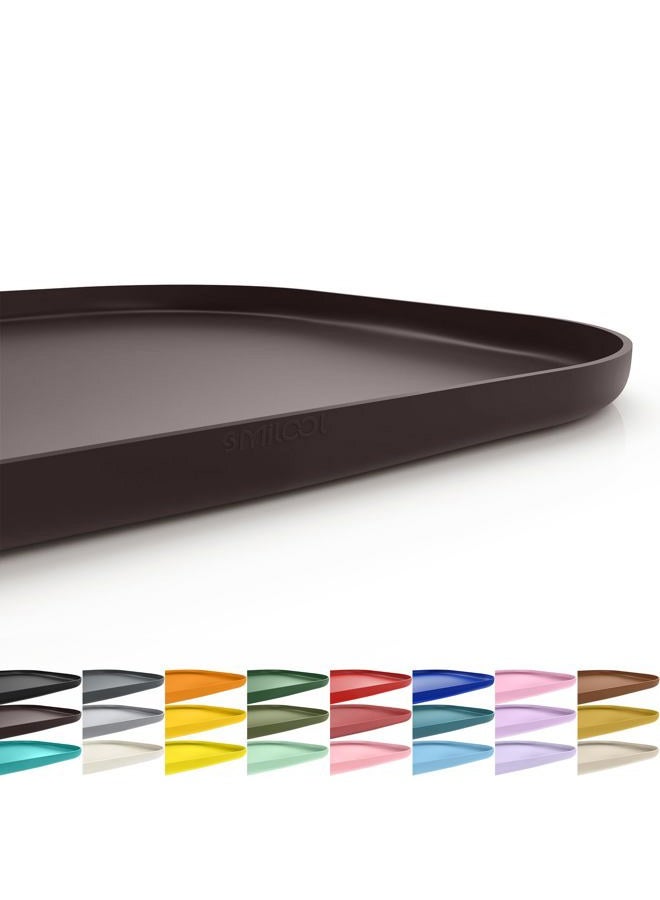 SMILOOL Silicone Pet Food Mat with Raised Edge for Food and Water Bowl, Dog Feeding Mats, Cat Food Trays for Floor Waterproof, Rubber Tray for Dogs and Cats, 22 x 14 x 0.8 Darkbrown - Image 1