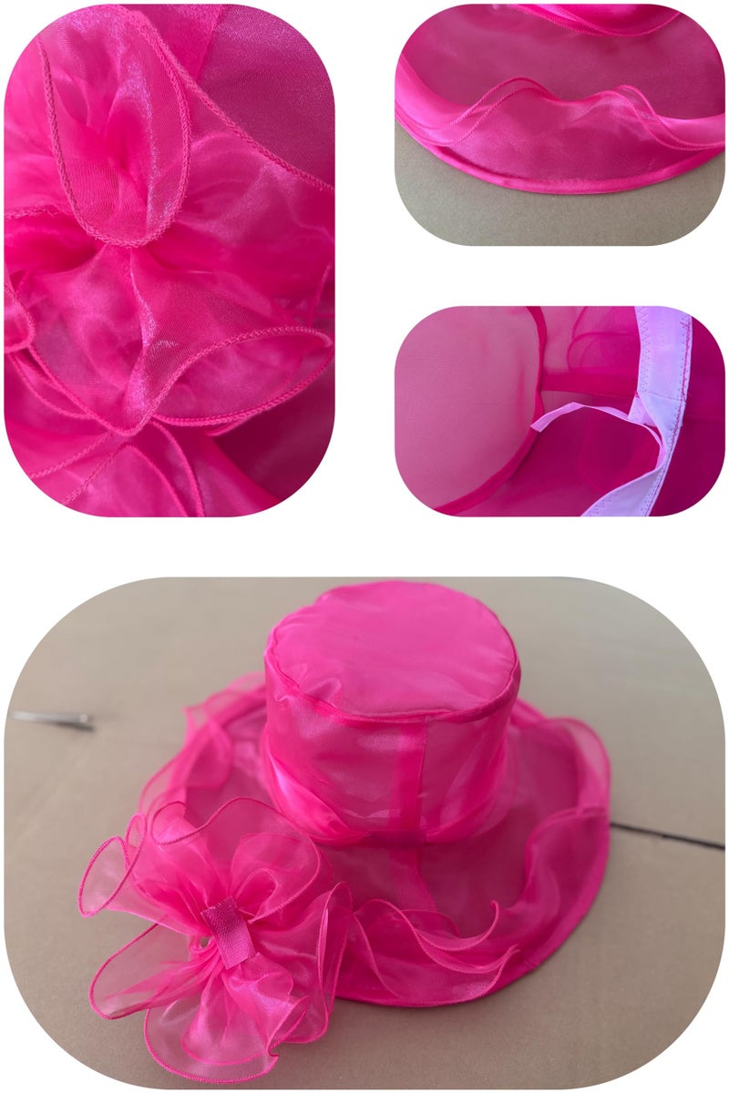 SAFERIN Women's Organza Church Kentucky Derby Fascinator Bridal Tea Party Wedding Hat (Cc-2 Rose) - Image 5