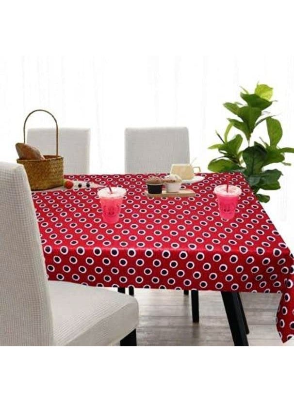craft city CRAFT CITY Red Polka Dots Print Center & Dining Table Cover for 2 to 6 Seater Table Cloth/Water and dust with Oil-Proof PVC Rectangular Shape (54x90 inch) 