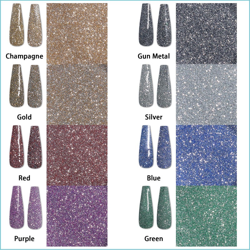 Laza 8 Colors Korea Diamond Nail Powder Sparkling Crystal Glitter Holographic Nail Glitter Dust Laser Silver Mirror Effect Bright Shining Flakes for Acrylic Nails Polish Nail Art DIY Decoration - Image 4