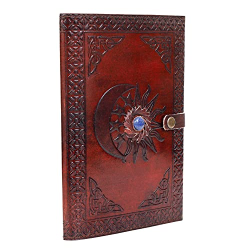 AzureGreen Leather Journal with Lined Pages - Sun & Moon Leather Bound Writing Journal for Women & Men (6x9 in) Lined Journals for Women, Leather Bound Notebook Ruled Journal & Diary, Lined Journal for Writing - Image 1