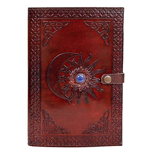 AzureGreen Leather Journal with Lined Pages - Sun & Moon Leather Bound Writing Journal for Women & Men (6x9 in) Lined Journals for Women, Leather Bound Notebook Ruled Journal & Diary, Lined Journal for Writing - Image 2