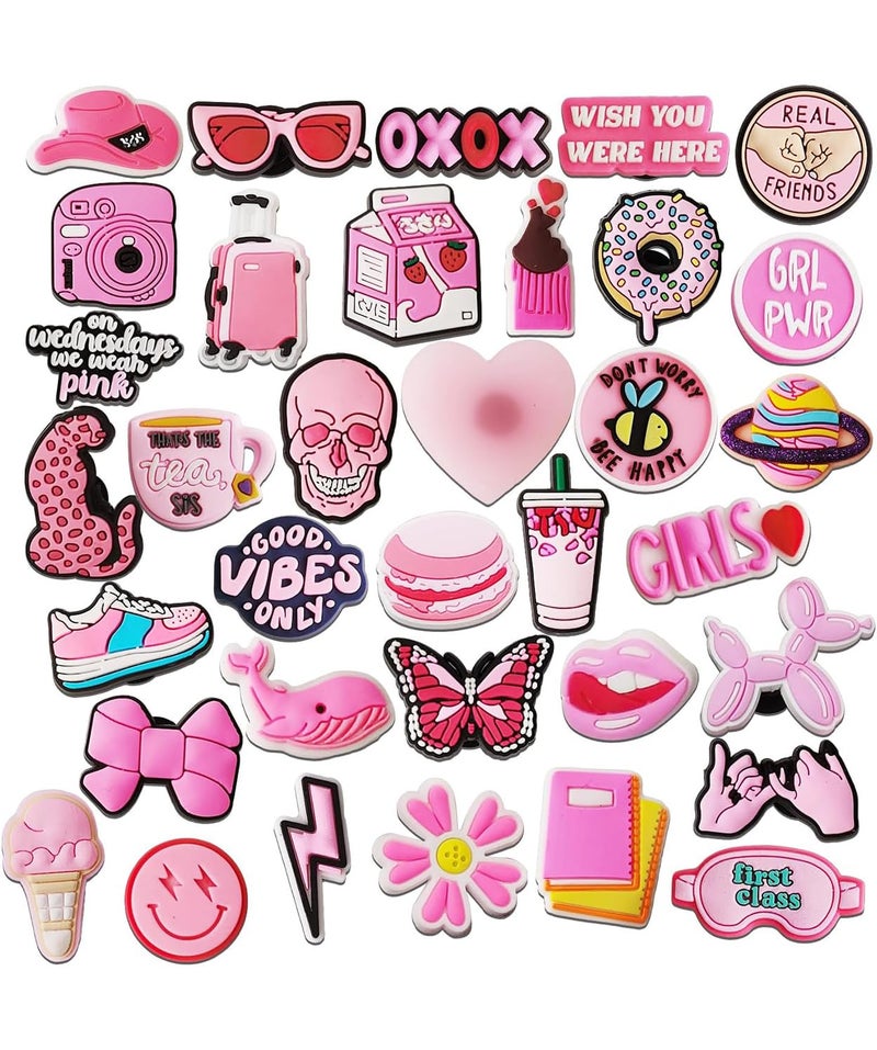 Kawn ®️ 30Pcs Clog Slippers Shoe Charms Cute Cartoon Casual Clog Slipper Charms For Girls Aesthetic Shoe Decoration Charms Rubber Charms For Clogs Bracelet Wristband Decoration Charms - Image 4