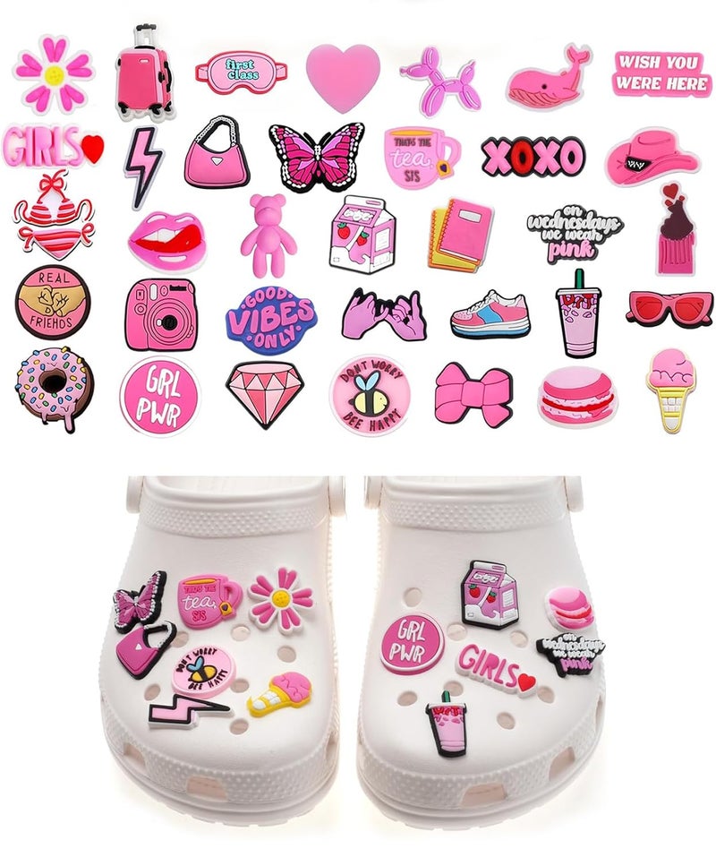 Kawn ®️ 30Pcs Clog Slippers Shoe Charms Cute Cartoon Casual Clog Slipper Charms For Girls Aesthetic Shoe Decoration Charms Rubber Charms For Clogs Bracelet Wristband Decoration Charms - Image 1