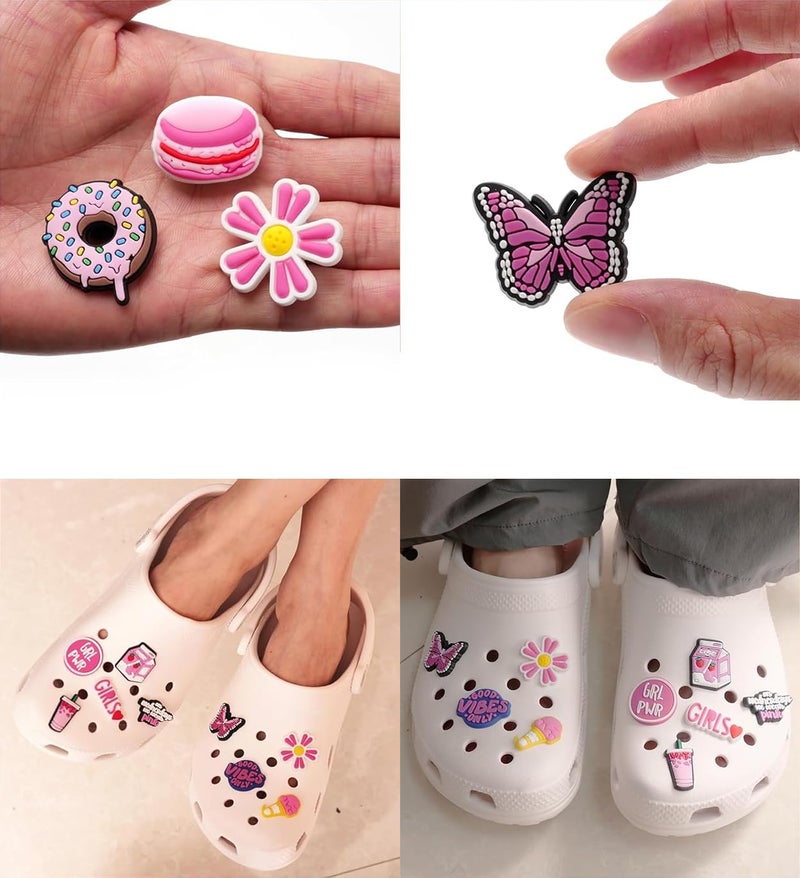 Kawn ®️ 30Pcs Clog Slippers Shoe Charms Cute Cartoon Casual Clog Slipper Charms For Girls Aesthetic Shoe Decoration Charms Rubber Charms For Clogs Bracelet Wristband Decoration Charms - Image 2