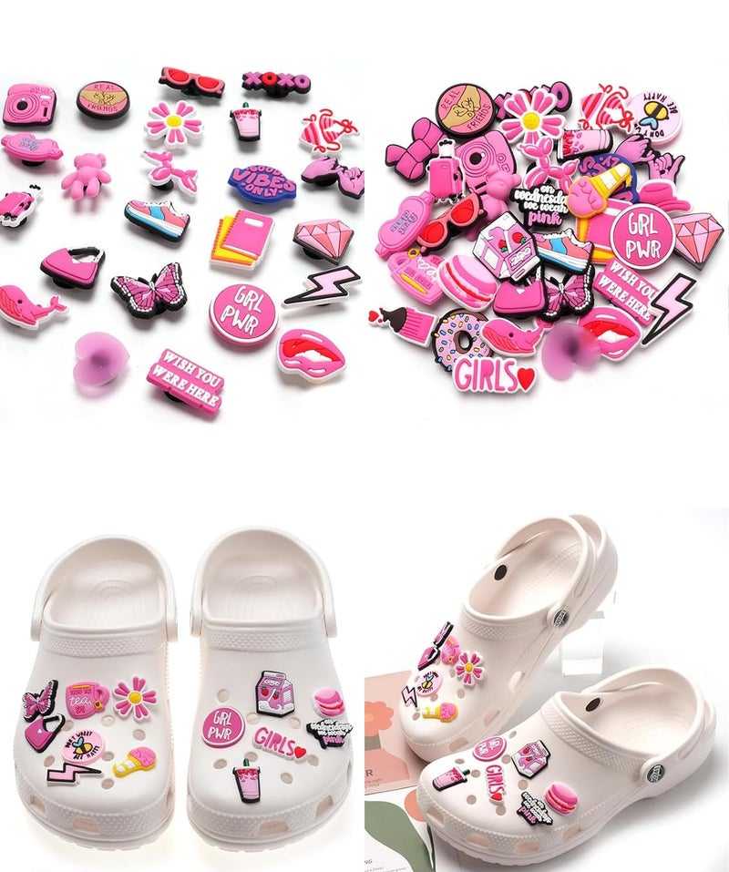 Kawn ®️ 30Pcs Clog Slippers Shoe Charms Cute Cartoon Casual Clog Slipper Charms For Girls Aesthetic Shoe Decoration Charms Rubber Charms For Clogs Bracelet Wristband Decoration Charms - Image 5