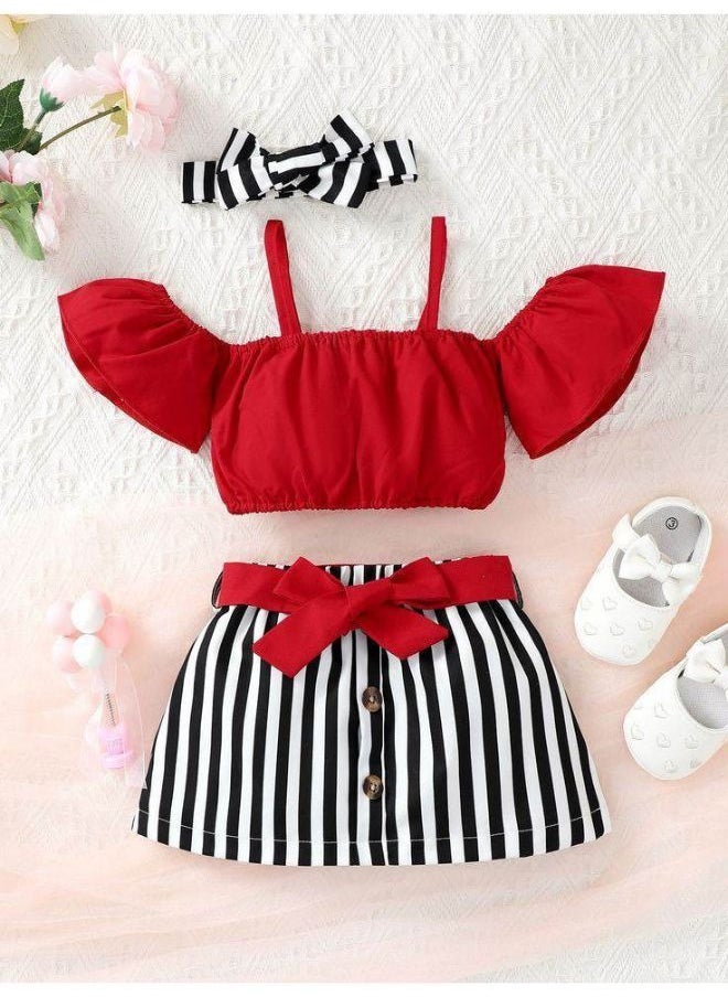 Generic - Children's clothing set, pocket + pants + headband, is very suitable for going out - Image 1
