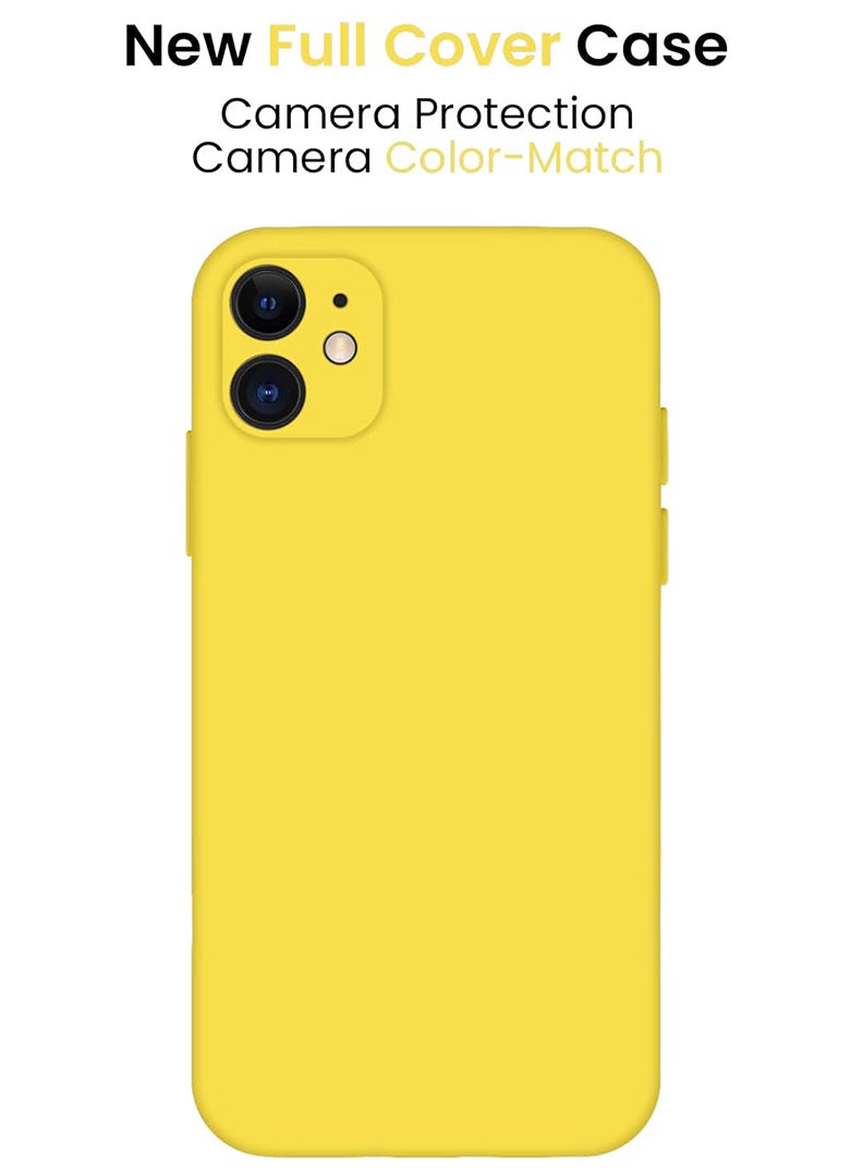 Case Up Compatible with iPhone 12 6.1 Inch Case, Premium Liquid Silicone [Camera Protection] [Soft Anti-Scratch Microfiber Lining] Shockproof Protective Slim Phone Cover for iPhone 12, Yellow - Image 3