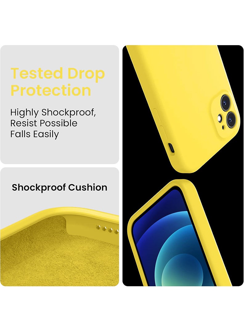Case Up Compatible with iPhone 12 6.1 Inch Case, Premium Liquid Silicone [Camera Protection] [Soft Anti-Scratch Microfiber Lining] Shockproof Protective Slim Phone Cover for iPhone 12, Yellow - Image 4