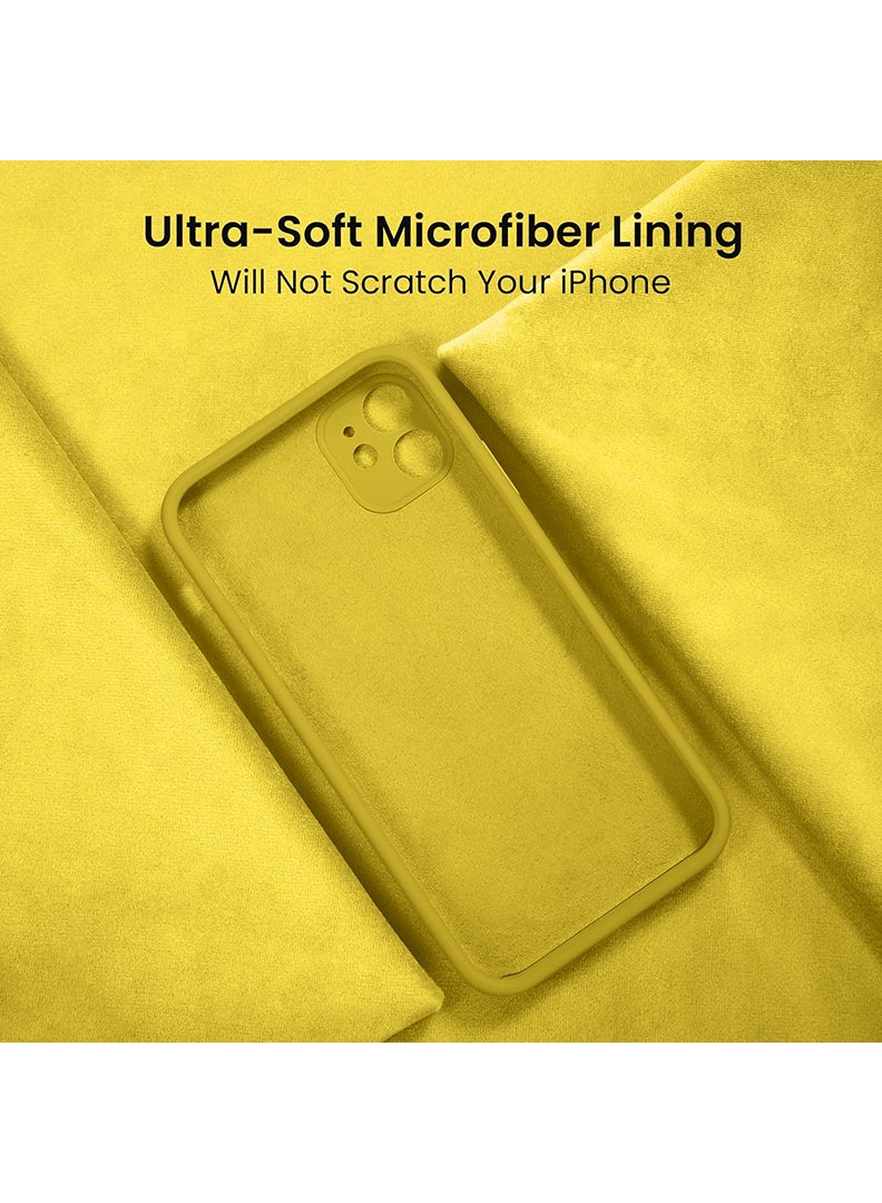 Case Up Compatible with iPhone 12 6.1 Inch Case, Premium Liquid Silicone [Camera Protection] [Soft Anti-Scratch Microfiber Lining] Shockproof Protective Slim Phone Cover for iPhone 12, Yellow - Image 5