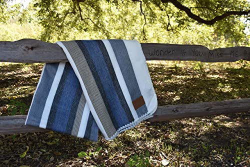 QISU Alpaca Wool Blanket Throw | Large, Beautiful, Warm, Stripe | 85 x 65 inches | Ultra-Soft, Hypoallergenic and Breathable | Non-Itchy or Scratchy Fabric (Brown Blue Grey White) - Image 2