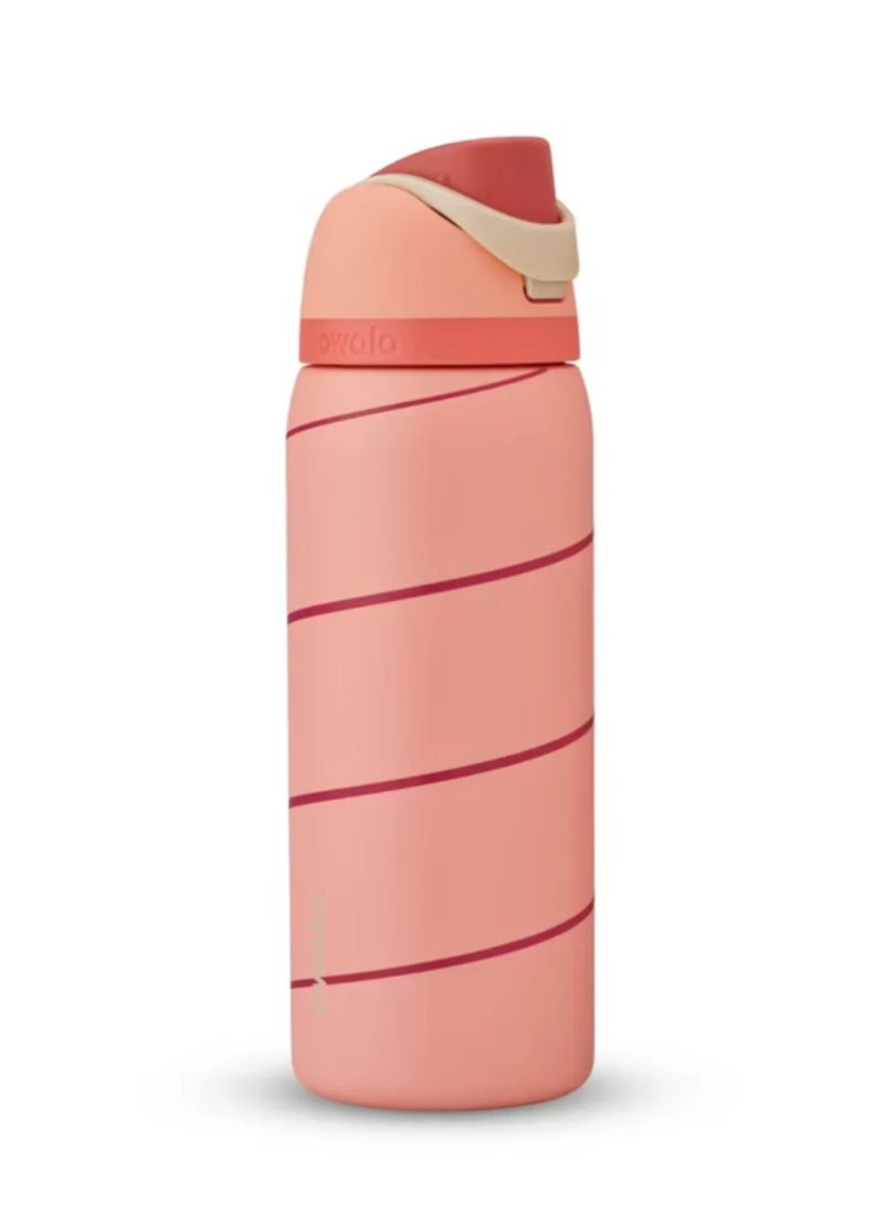 Owala - 24 Oz. Owala FreeSip Stainless Steel Water Bottle in Candy Cane Lane - Image 1