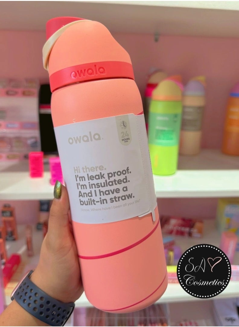 Owala - 24 Oz. Owala FreeSip Stainless Steel Water Bottle in Candy Cane Lane - Image 1