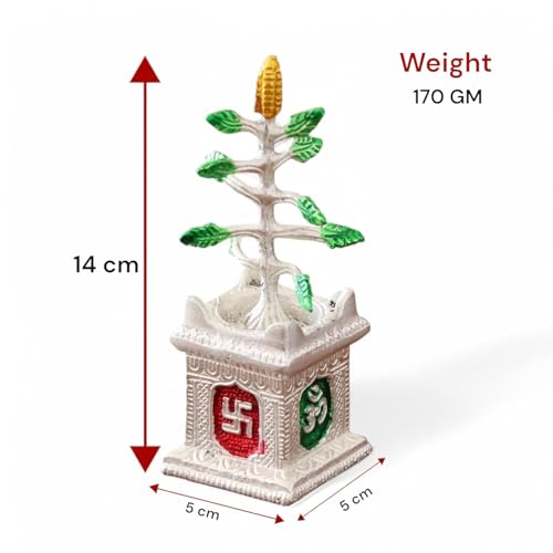 DreamKraft Graceful Tulsi Plant Decorative Showpiece in Silver Finish – Sacred Figurine for Pooja Room, Home Temple, Office & Gifting – Symbol of Positivity & Devotion (5 x 5 x 14 cm) - Image 2