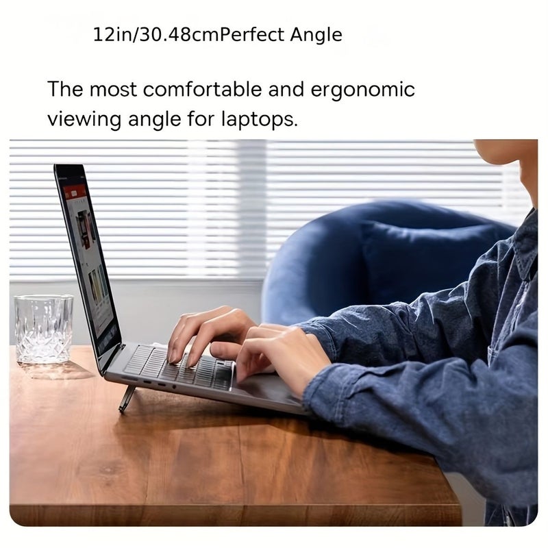Silvery Foldable Laptop Stand Ergonomically Supports 10 to 18 Inch Devices - Image 4