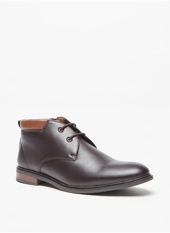 LBL by Shoexpress - Men Solid Chukka Boots with Zip Closure - Image 1