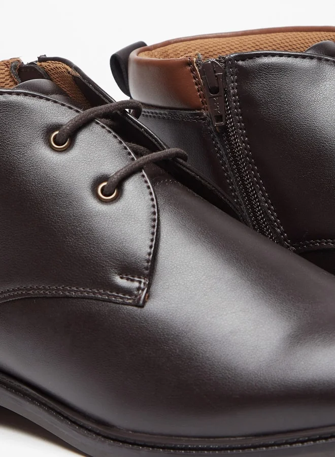 LBL by Shoexpress Men Solid Chukka Boots with Zip Closure