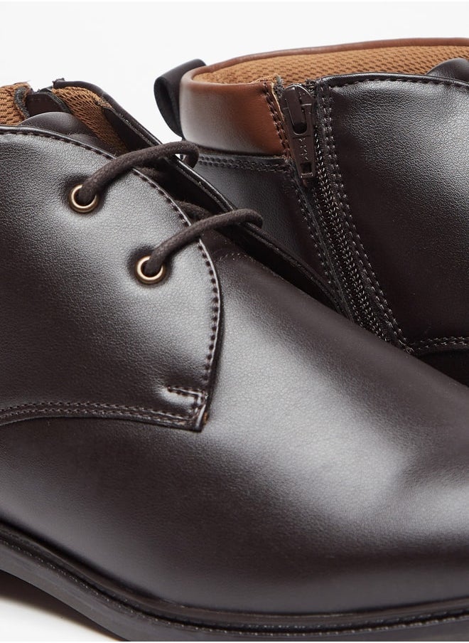 LBL by Shoexpress - Men Solid Chukka Boots with Zip Closure - Image 1
