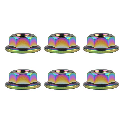 Wanyifa Titanium DIN6923 M5 M6 M8 M10 M12 M14 M16 Hex Flange Nuts Pack of 6 (M5 Pitch 0.8mm, Rainbow) - Image 1