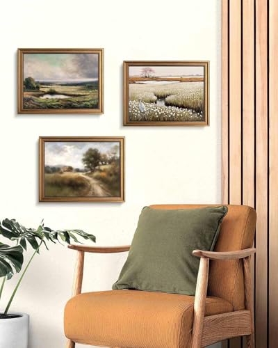 Yeechine Gold Framed Vintage Wall Art Classical French Landscape Mountain Painting for Living Room Farmhouse Wall Decor (Velley, 10" L x 8" W) - Image 4