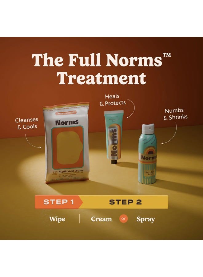 Norms The Full Hemorrhoid Treatment Bundle Medicated Wipes, Touch-Free Spray, and 5% Lidocaine Cream to Relieve Painful Itching, Burning & Swelling – Complete Hemorrhoid Care System - Image 3