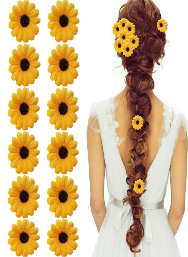 Backgarden [12 Packed] Women Sweet Mini Sunflower Side Hair Clip Beach Wedding Flower Bridesmaid Hair Accessory - Image 3