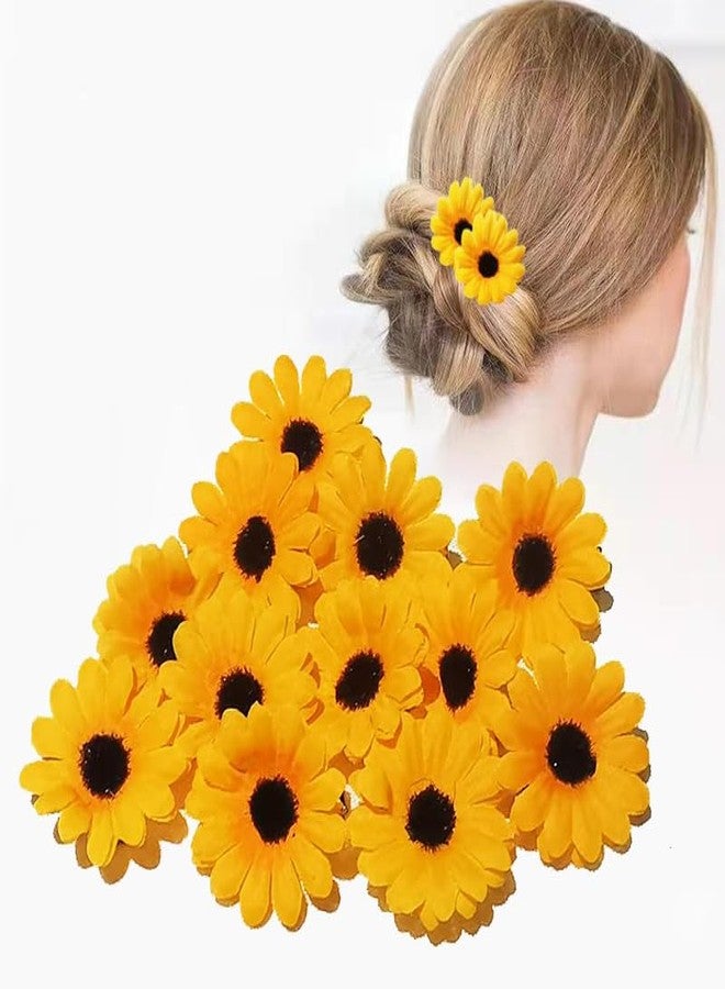 Backgarden [12 Packed] Women Sweet Mini Sunflower Side Hair Clip Beach Wedding Flower Bridesmaid Hair Accessory - Image 2