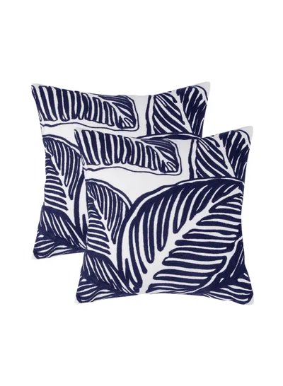 Donetella 2 Piece Embroidered Cushion Cover (45x45 cm) Without Filler Blue